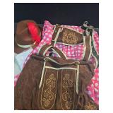 Spooktacular Creations Men Lederhosen Oktoberfest Outfit Costume, 5 Pack German Bavarian Costume Set with Hat Shirt Socks for Halloween Beer Festival Parties, Red (Large)