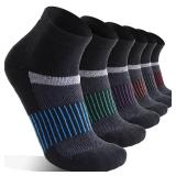 Anlisim Merino Wool Quarter Hiking Socks Compression Warm Thermal Winter Thick Cushion Running Moisture Wicking No Show Socks Gifts Stocking Stuffers for Women Men 6 Pairs(Black Mixed,L)