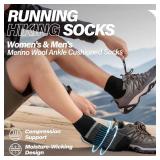 Anlisim Merino Wool Quarter Hiking Socks Compression Warm Thermal Winter Thick Cushion Running Moisture Wicking No Show Socks Gifts Stocking Stuffers for Women Men 6 Pairs(Black Mixed,L)