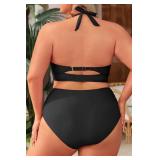 Tempt Me Women Plus Size Bikini High Waisted Swimsuits Mesh Tummy Control Two Piece Bathing Suit Black 16 Plus