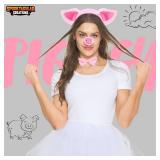 Spooktacular Creations Pink Pig Costume Accessories Set, Animal Costume Accessories Set with Pig Nose, Tail, Ears Headband and Bowtie for Halloween Party, Farm Theme Dress Up, Classroom Role Play