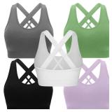 Double Couple Sports Bras for Women Padded High Impact Seamless Criss Cross Back Workout Tops Gym Activewear Bra Large (NO PURPLE OR BLACK), M