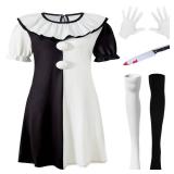 PROMOTED TO BIG SISTER Women Killer Clown Clown Costume Horror Movie Halloween Dress (Medium)
