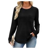 WIHOLL Long Sleeve Shirts for Women Dressy Casual Tops for Seniors Fall Fashion 2025 Going Out Business Work Blouses Teacher Outfits Womens Sweaters Black 2XL