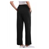 Deyeek Post Surgery Tear Away Pants Women 2 Side Snaps Wide Leg Sweatpants Adaptive Pants for Hip Surgery Recovery Women Black, L