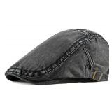 2 Pack Mens Denim Cotton Newsboy Cap Ivy Gatsby Driving Hunting Cabbie Hats (C)