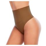 Werena Tummy Control Thong Shapewear for Women Seamless Shaping Thong Panties Body Shaper Underwear(01# Brown-mid Waisted(has Boning),Small)