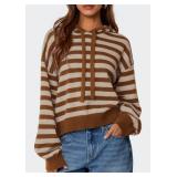 PRETTYGARDEN Hoodies for Women Fall Fashion 2025 Striped Pullover Sweaters Casual Long Sleeve Tops Winter Clothing (Striped Apricot Coffee,Medium)