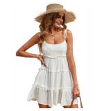 Narecte Summer Cami Dresses,Beach Dresses for Women,Boho Dress,Wedding Guest Dresses for Women,Sundresses White XL