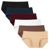 INNERSY Womens Underwear Cotton Hipster Panties Regular & Plus Size 6-Pack(Afterglow,Large)