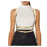 BODIY Women Fashion Harness Belt Gold Mirror Waist Belts Strap Reflective Rave Body Chain Accessory