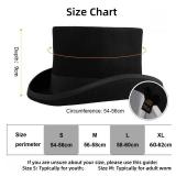 Punctualgood Wool Felt Top Hat Victorian Mad Hatter 6\" Magic Hat Gentlemen Performing Jazz Caps Rock Hat for Men Women Gift (US, Alpha, Small, Black)