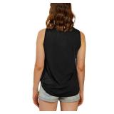 BRUBOBO Womens Funny Skull Graphic Tank Tops Summer High Neck Sleeveless Workout Tee Shirts (Medium,Black)