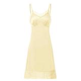 Belle Poque Women Slip Dress Vintage Style Spaghetti Strap Lace Nightdress V Neck Full Length Slip Light Yellow M