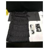 Zhanmai 6 Pcs Flapper Dress Flapper Costumes for Women 1920s Accessories Set Headband Pearl Necklace Earrings Gloves Stick(Large ,Black)