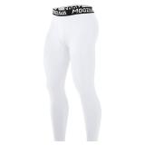 Moozava Compression Pants Men Workout Leggings Spandex Running Tights Athletic Base Layer for Gym Yoga Softball Fitness White L