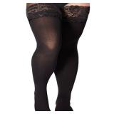 Moon Wood Plus Size Thigh High Stockings Women Sexy Lace Semi Sheer Stay Up Lingerie Thigh Highs Stockings
