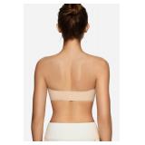 OEAK Womens Strapless Bras Push Up Bandeau Bra Non Slip Wireless Supportive Padded Bras Seamless Comfortable Tube Bra Beige M