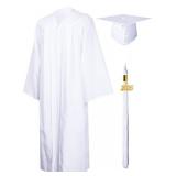 GraduationMall Matte Graduation Gown Cap Tassel Set 2025 for High School and Bachelor White 54(5