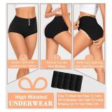 MISSWHO Cotton Underwear Women Pack, Womens Underwear High Waisted Tummy Control Black Briefs C Section Postpartum Ladies Panties Large