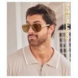 DUCO Aviator Sunglasses For Men Polarized Sunglasses Men UV Protection Carbon Fiber Temple Mens Sun glasses For Driving 3051 (Gold Frame Brown Lens)