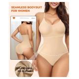 MooonGem Bodysuits for Women Tummy control, Seamless Shapewear Bodysuit for Women, Sleeveless V neck Tank Top Clothing Woman (Beige, Medium)