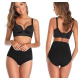 ANNYISON Women Panties 2-5 Pack, Soft Cotton Tummy Control High Waist Breathable Solid Color Briefs Panties for Women (5 Pack in 5 Black Colors, XL)