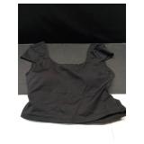 DaiLiWei Open Back Workout Tops for Women Short Sleeve Longline Sports Bras Support Crop Tank Yoga Shirts with Built in Bra Black Size- M