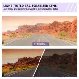 Classic Square Light Tinted Driving Glasses for Women Men Anti Glare Polarized Grey Lightly Tinted Sunglasses for Dawn/Dusk (S19-black light gray, Gray)