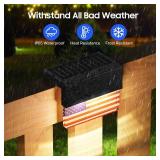 Ahaorigin American Flag Decorations Solar Fence Lights, 6 Pack UAS Flag Solar Lights Outdoor for Fence with RGB & Warm White Mode, Waterproof Deck Fence Lights Solar Powered for Patriotic Decor
