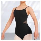 MOLLDAN Women Dance Camisole Leotards,Adjustable Straps,Front Breast Lining,Mesh Hollow Back(QT23905-06-M)