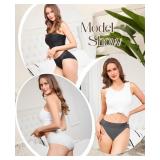 RHYFF Womens Underwear Cotton Bikini Panties High Cut Lace Panty Stretch Soft Hipster Underpants Breathable Ladies S