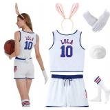 Halloween Cosutme for Women 2026 Basketball Gilets T-Shirt Outfit and Gloves Head Scarves Footwear Accessories,L White