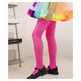 VINICUNCA Girls High Waist Fishnet Tights Dance Tights for Girls Socks Seamless Rhinestone Fishnet Stockings (Small, Rose)