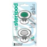 Steripod Clip-on Toothbrush Protector, Green/Silver, 5 Count