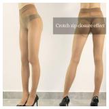 HTRUIYA 2 Pairs Shiny Pantyhose for Women 8D Sheer Tights Oily Gloss Pantyhose Invisible Zip Tights Smooth Stockings