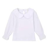 MODNTOGA Kids Baby Girl Long Sleeve Collar Shirt Toddler White Blouse Puff Short Sleeve T-Shirt Solid Color Basic Top Bottom (K(White), 3-4T(110))