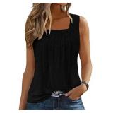 Ruffled Square Collar Casual Tank Summer Casual Fashion Camping Seaside Party Sleeveless Tank Women