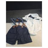SANMIO Baby Boy Clothes Suits 0-3M Infant Gentleman Wedding Outfits, Short Sleeve Dress Romper Bowtie+Detachable Suspenders