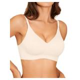 Jelly Bras for Women  Seamless Wireless Padded Bralette with Support, Comfy Everyday T-Shirt Bra No Underwire Beige, Small