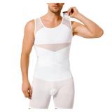 TAILONG Mens Shapewear Tummy Control Full Body Shaper Sleeveless Compression Shirt Men Bodysuit Fajas Para Hombres White, 2X