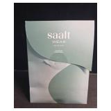 saalt Seamless Thong Period Underwear - Light Absorbency - Comfortable, Thin, Keeps You Dry from All Leaks (Small, Volcanic Black)