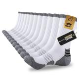 COOVAN Mens Cotton Crew Socks Moisture Wicking Cushioned Athletic Heavy Duty Work Boot Socks 6 Pairs (ONE SIZE)