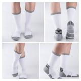 COOVAN Mens Cotton Crew Socks Moisture Wicking Cushioned Athletic Heavy Duty Work Boot Socks 6 Pairs (ONE SIZE)