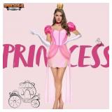 Pink Princess Cosplay Costume with Crown Size M