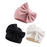 Bamery Newborn Baby Girl Hat Cotton Baby Bow Beanie Preemie Hats Spring Infant Hats for Girls  (White+Skin Pink+Black, 0-6 Months)