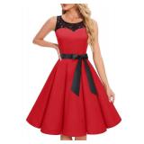 Bbonlinedress Red Fall Vintage Dress for Women 1950s Cocktail Tea Party Midi Prom Rockabilly Homecoming Dress Red L