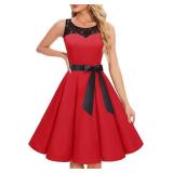 Bbonlinedress Red Fall Vintage Dress for Women 1950s Cocktail Tea Party Midi Prom Rockabilly Homecoming Dress Red L