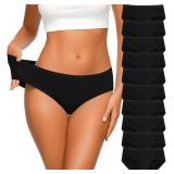 CULAYII Bikini Underwear for Women Seamless Womens Underwear Low Waist Cotton Panties for Women Hi-Cut Underwear Woman Packs(size L)