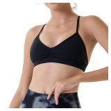 AUROLA Mercury Workout Sports Bras Women Athletic Removable Padded Backless Strappy Halter Light Support Gym Yoga Crop Top, L